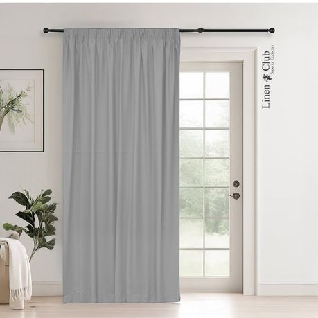 Ready Made Taped Blockout Curtain Light Grey - Image 1