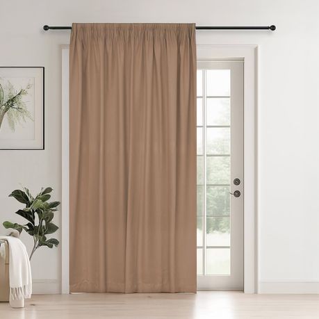Ready Made Taped Blockout Curtain Fawn - Image 1