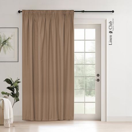 Ready Made Taped Blockout Curtain Latte - Image 1