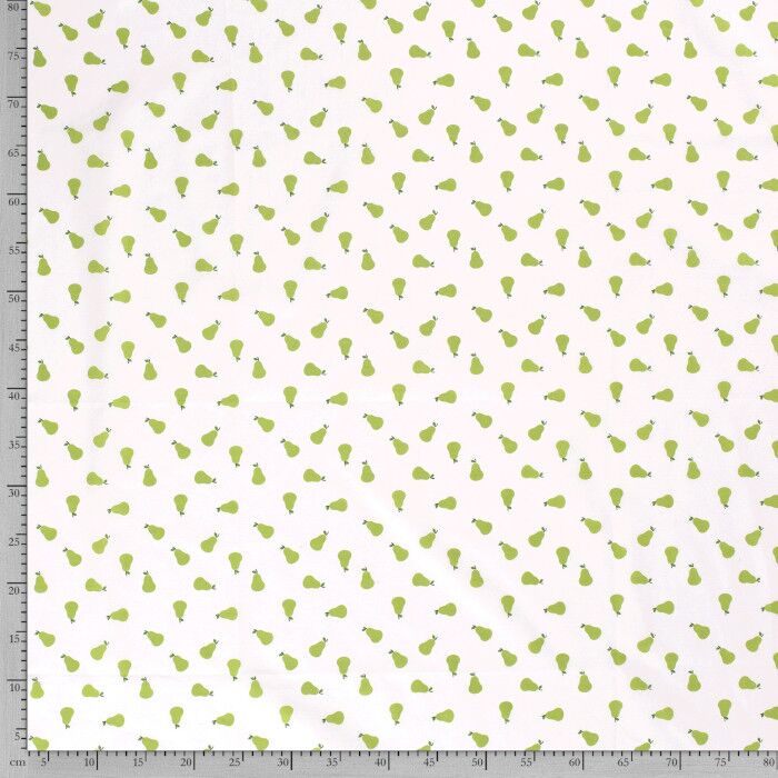100% Cotton Print Fruit Pears 15545-050 White - Image 1