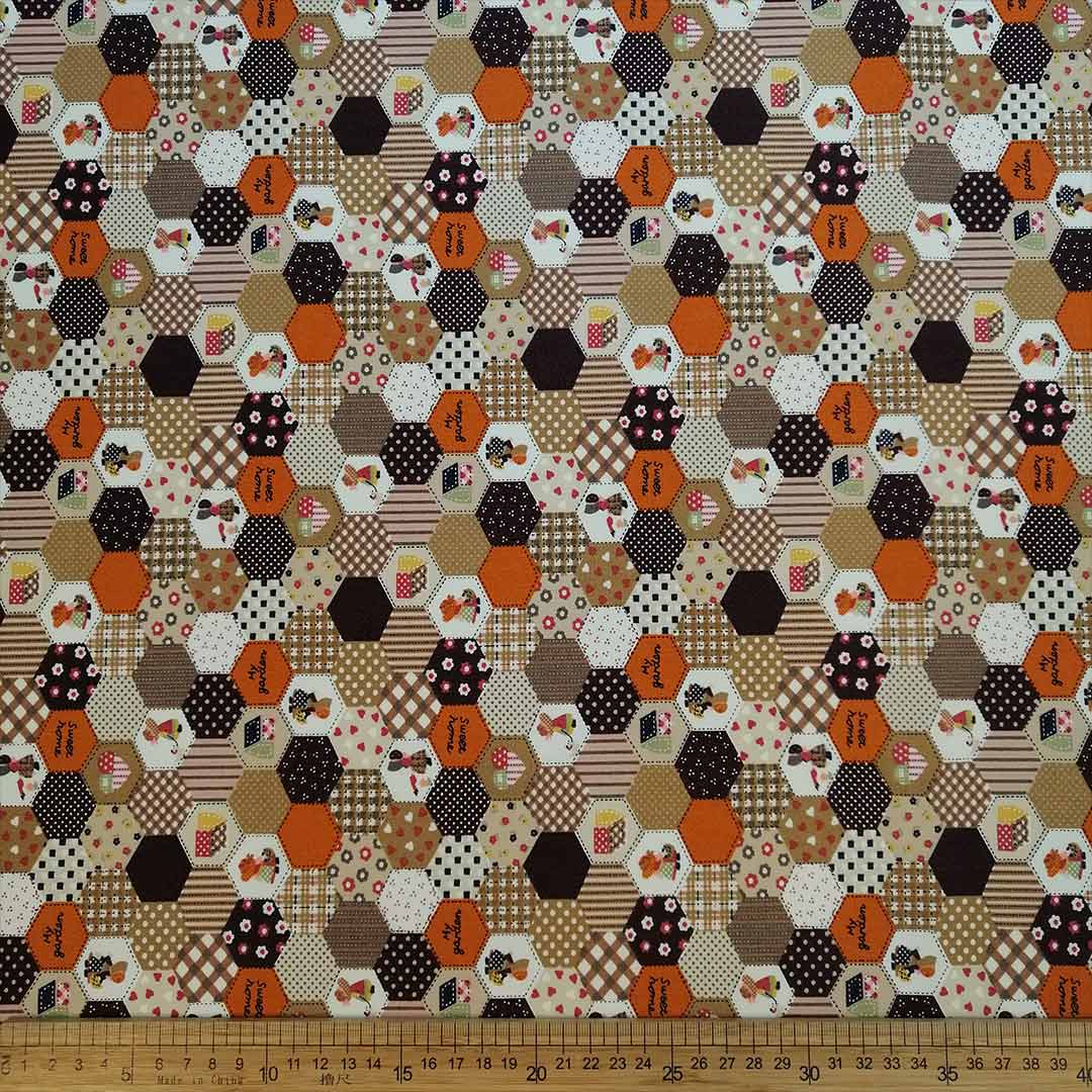 100% Cotton Printed-33 Patchwork Hex - Image 1