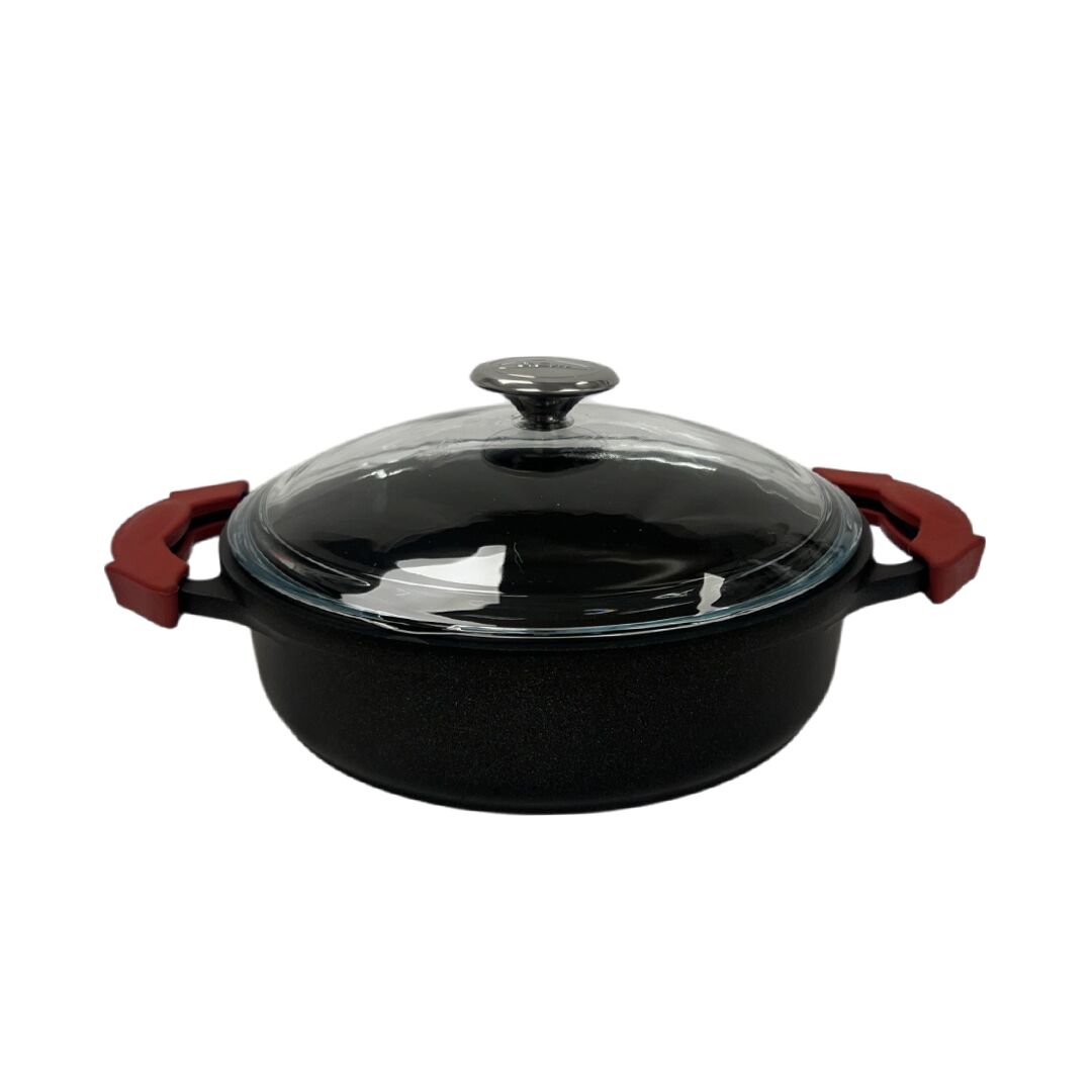 CEM Premium Cast Aluminum Pot 24CM, a durable non-stick cooking pot ideal for soups, stews, and sauces with a sleek design and ergonomic handles.