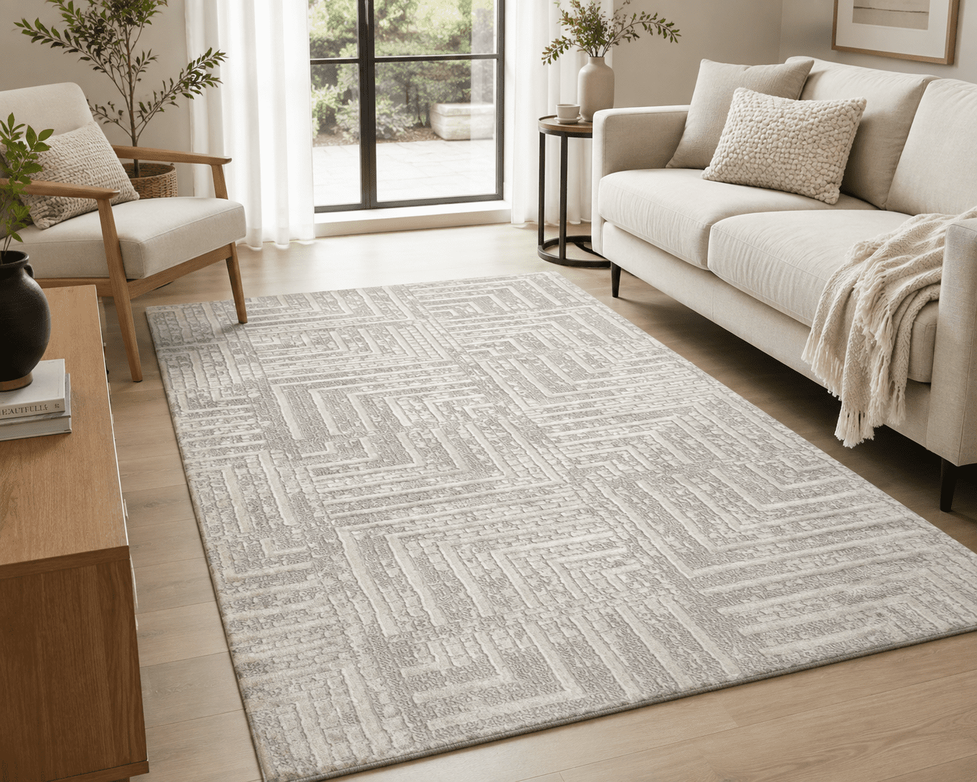 HALISI CARPET .80BY150 80x150cm Halisi Carpet Cream Grey - Image 1
