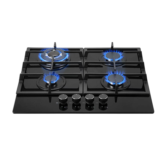 TOTAI 60cm 4 Burner Gas On Glass Hob Black 26/GOG4BNR - Image 1