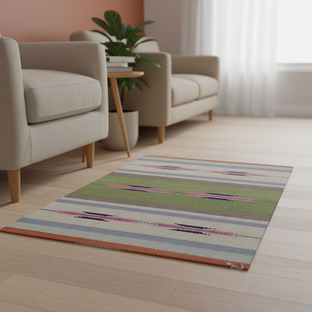 carpet_0003s_0000_CA018501 60x90cm Olive & Lavender Horizon Turkish Carpet - Image 1