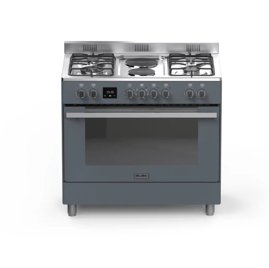 049S4EX737SG Elba 90cm Slate Grey 4 Gas 2 Electric Plate Gas Electric Freestanding Cooker – 04/9S4EX737SG - Image 1