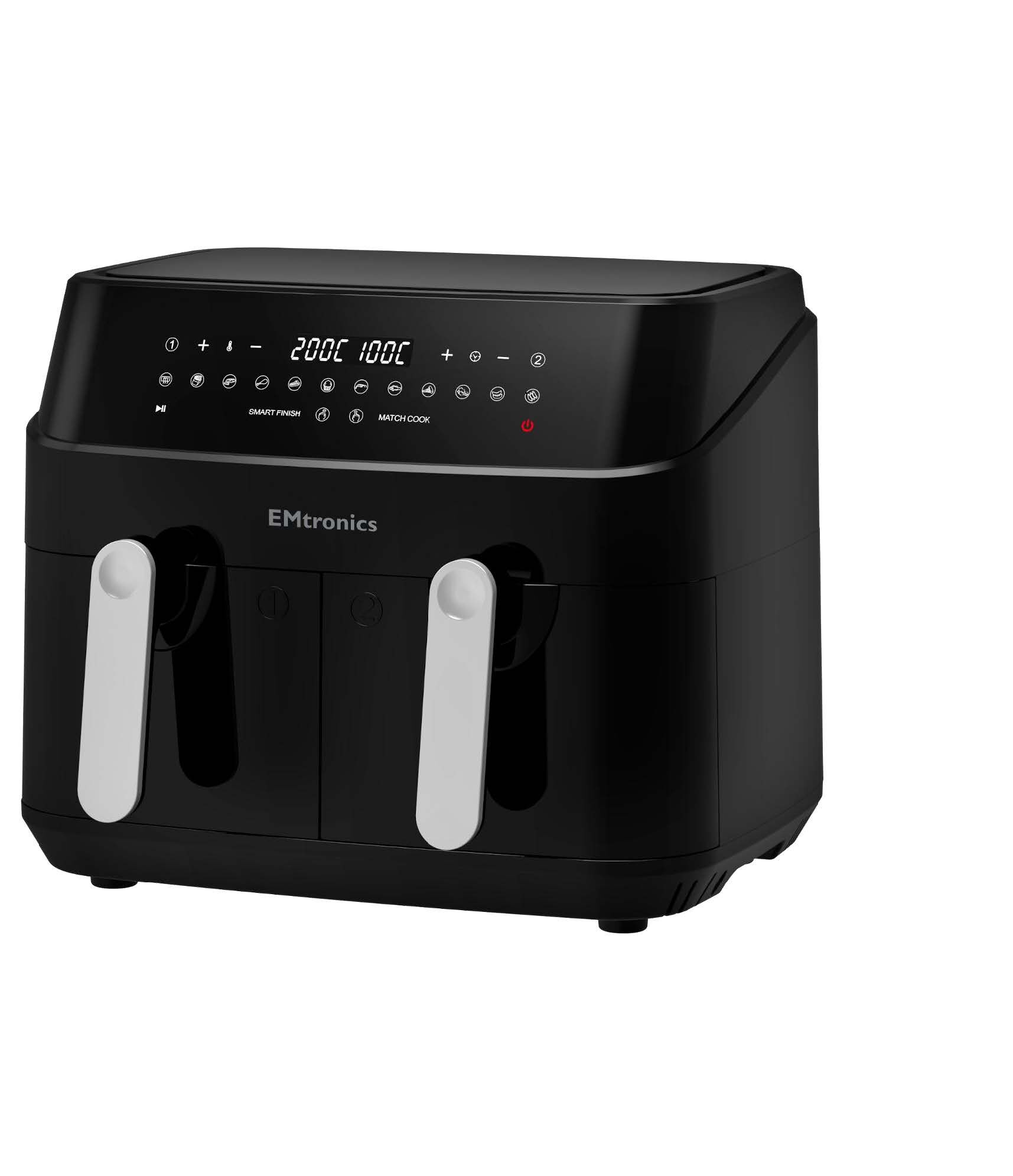 EMDAF9LD-SA-1 EMtronics 9 Litre Dual Basket Air Fryer EMDAF9LD-SA - Image 1
