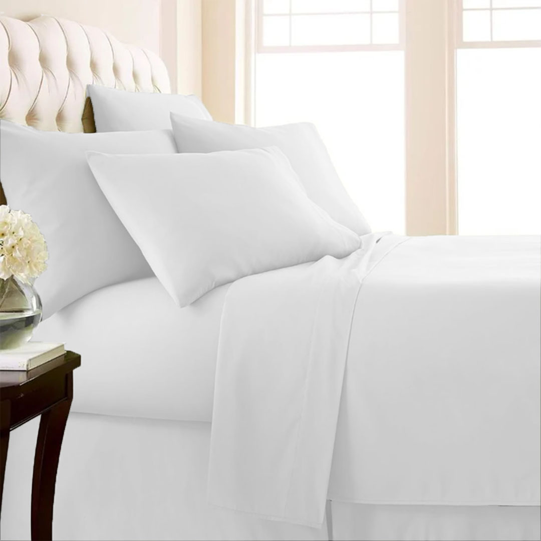 LN070224_1 Egyptian Cotton Queen Fitted Sheet T400 White - Image 1