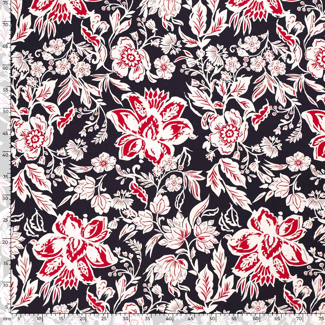 DR19054-015_1.jpg Viscose Poplin Blooming Red 19054-015 - Image 1
