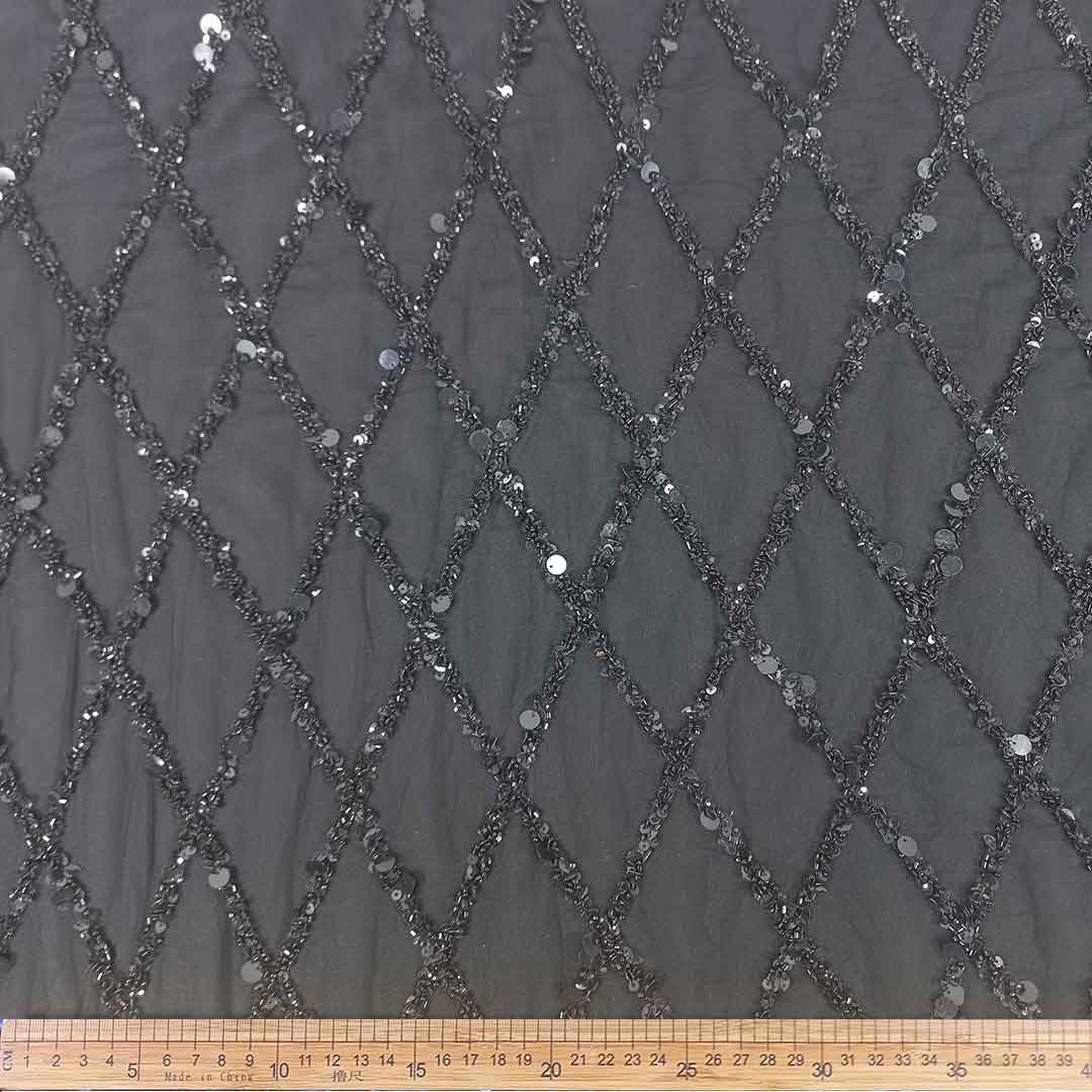 Knitted Fancy Tulle Design 05Black (Per Piece)
