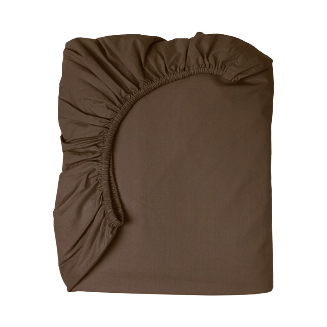 LN079522-5_1.jpg Fitted Sheet 144Tc Three Quarter Choc Brown - Image 1
