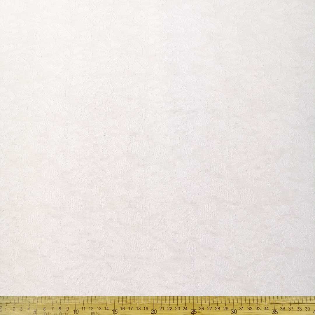 Linen Viscose Jaquard Embossed Flower White 13541 - Image 1