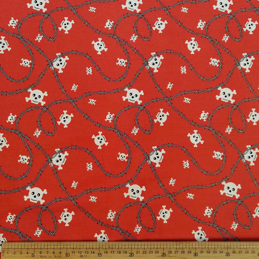 100% Cotton Ptd-31 Skull Red