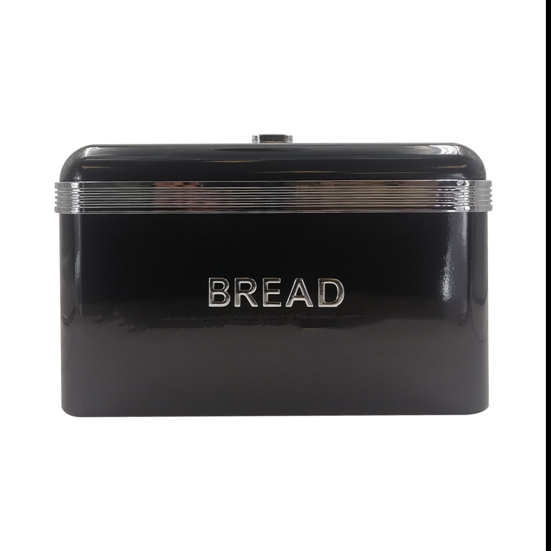 GL16114_1.jpg Black Bread Bin Retro Deluxe with 3Pc Set CH906 - Image 1