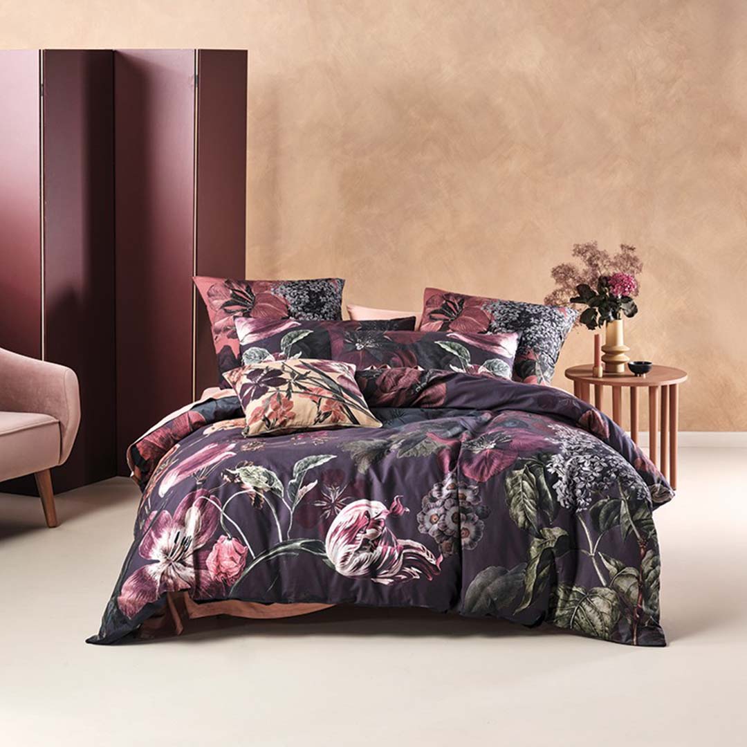 LN150388_1.jpg QUEEN DUVET COVER SET FLEUR NAVY - Image 1