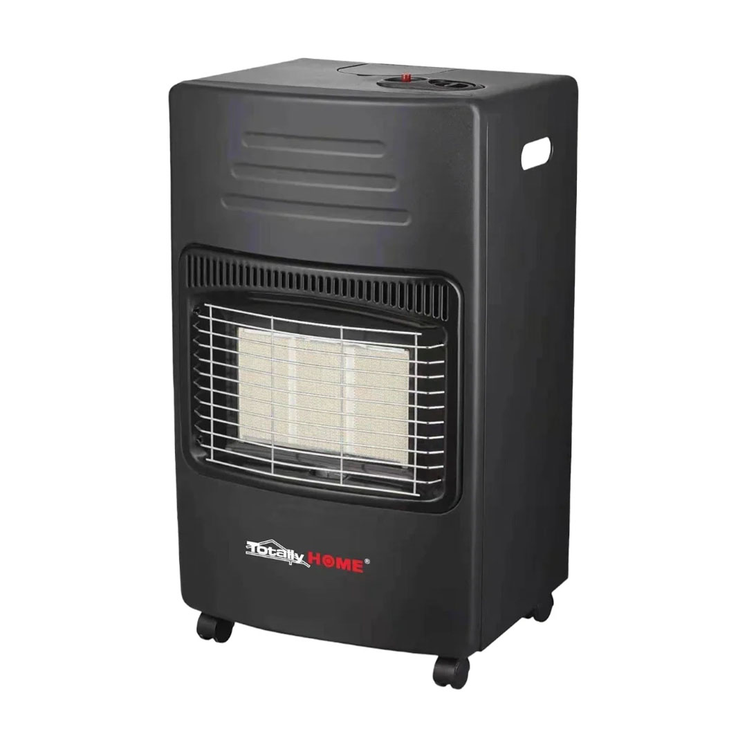 SM020008_1 TOTALLY Home Gas Heater in a living room, actively radiating warmth.