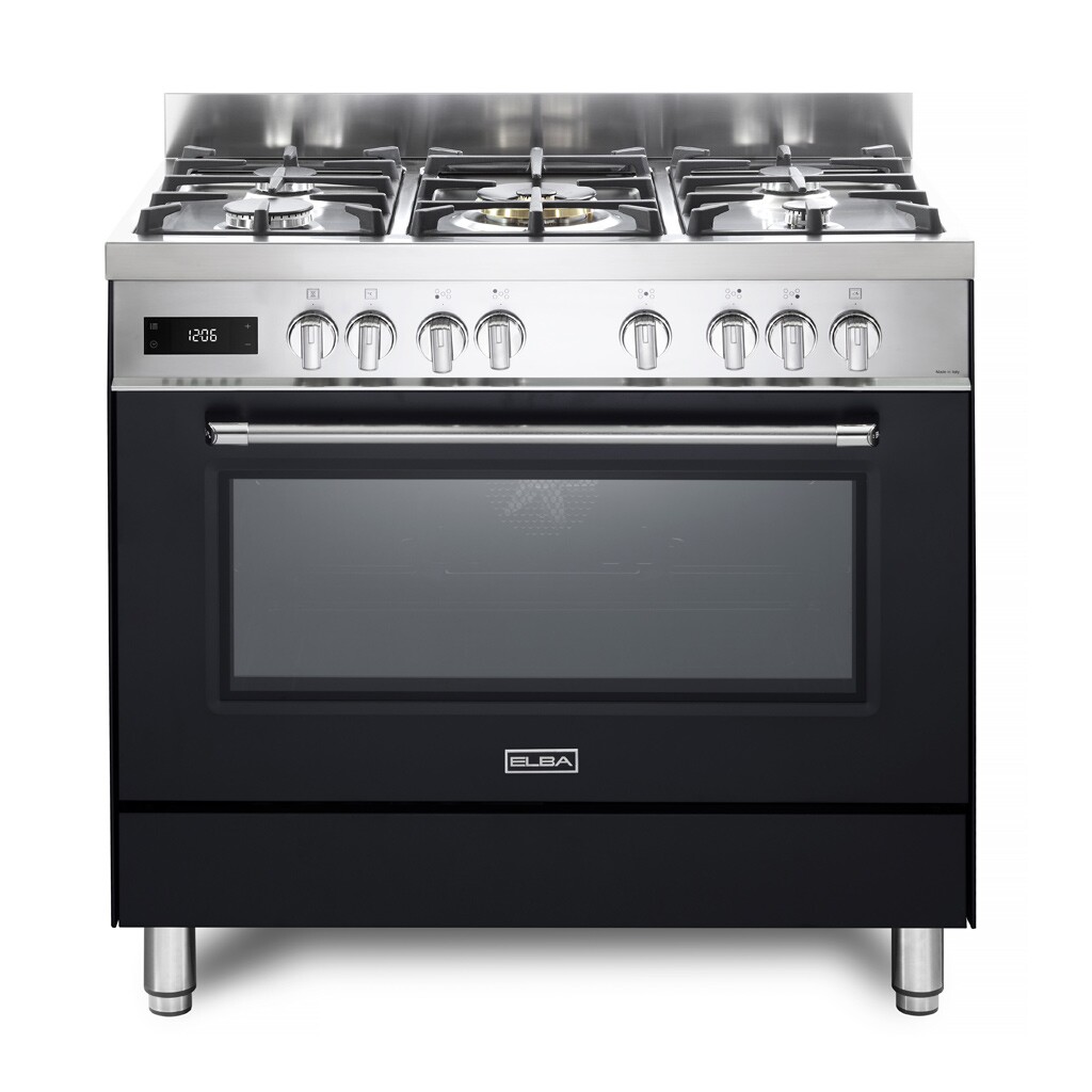 ELBA EXCELLENCE 90CM 5 BURNER GAS COOKER WITH ELECTRIC OVEN- BLACK 01/9S4EX937NB - Image 1