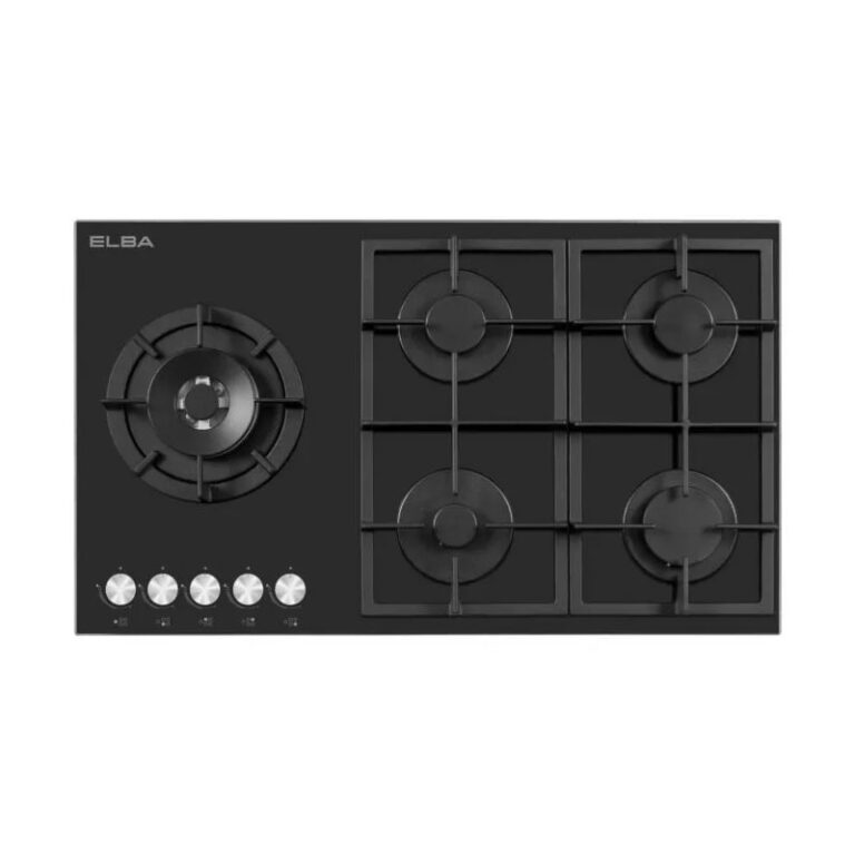 04T90-565G ELBA 90CM 5 BURNER GAS ON GLASS HOB BLACK 04/T90-565G - Image 1