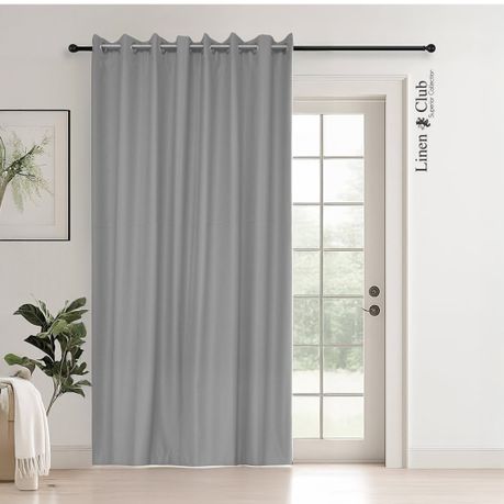 Ready Made Eyelet Blockout Curtain Silver - Image 1