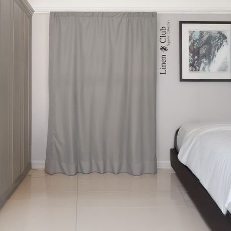Ready Made Taped Blockout Curtain Grey - Image 1