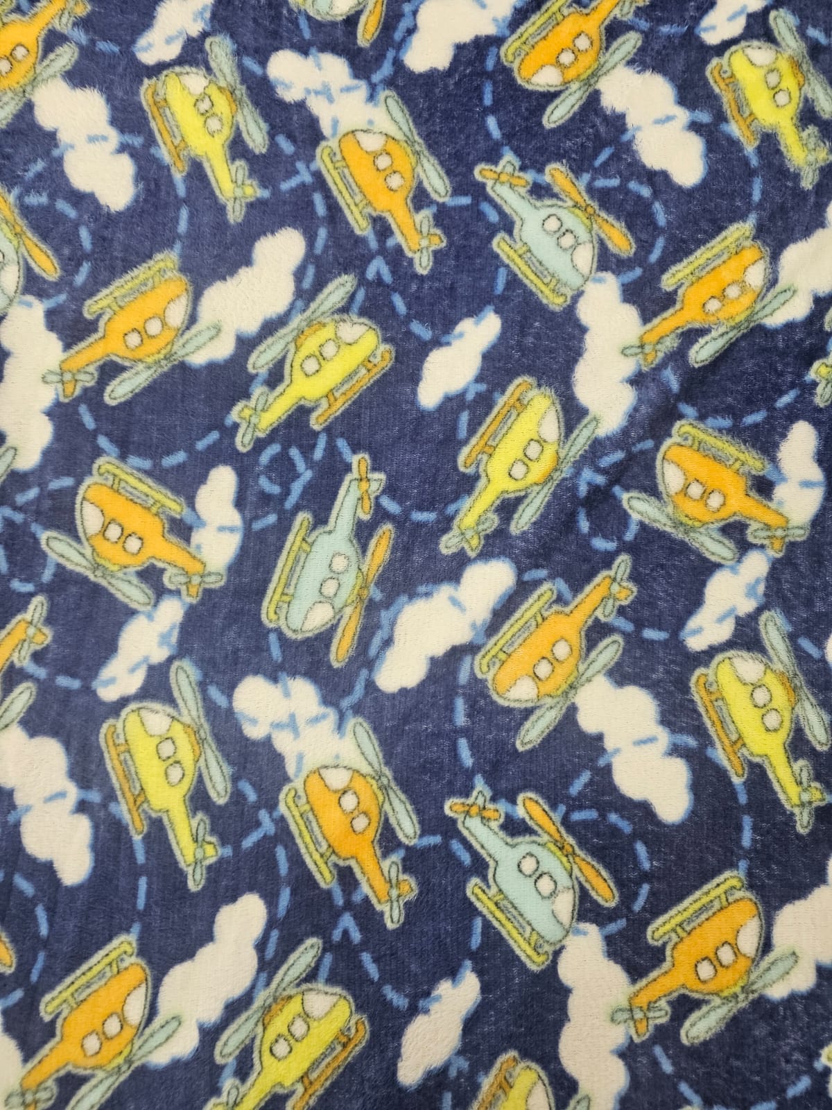 Printed Mongolian Fleece Aeroplane L/Navy - Image 1