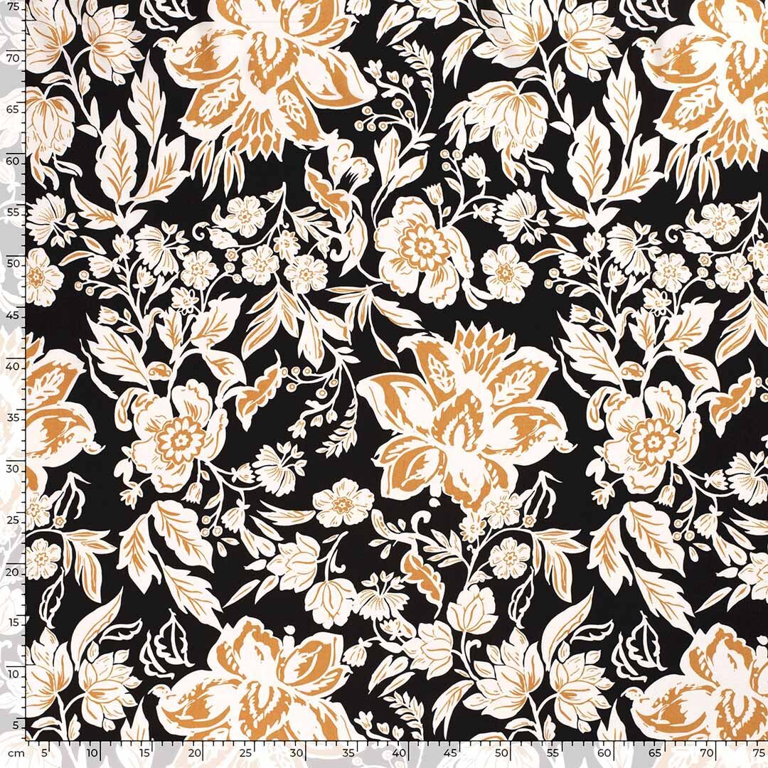 Viscose Poplin Blooming Black 19054-069 - Image 1
