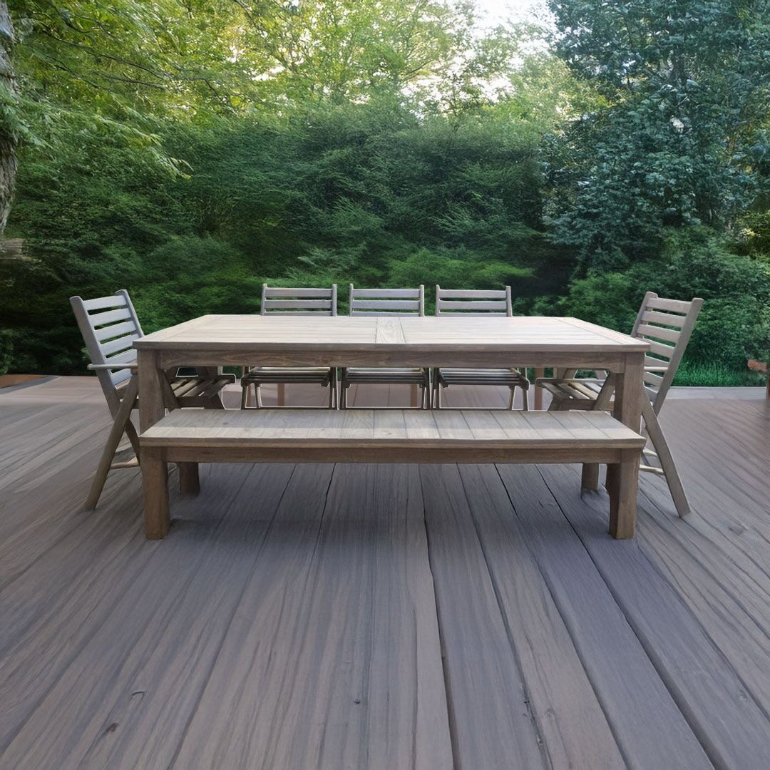 FU0115-1NC_1 Pine 8-Seater With No Cushion (bench, 5 Chairs) - Image 1