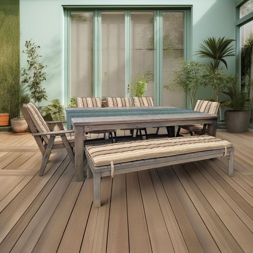 FU0116-1_3 Pine 8 Seater with No Cushions (Bench, 5 Chairs) - Image 1